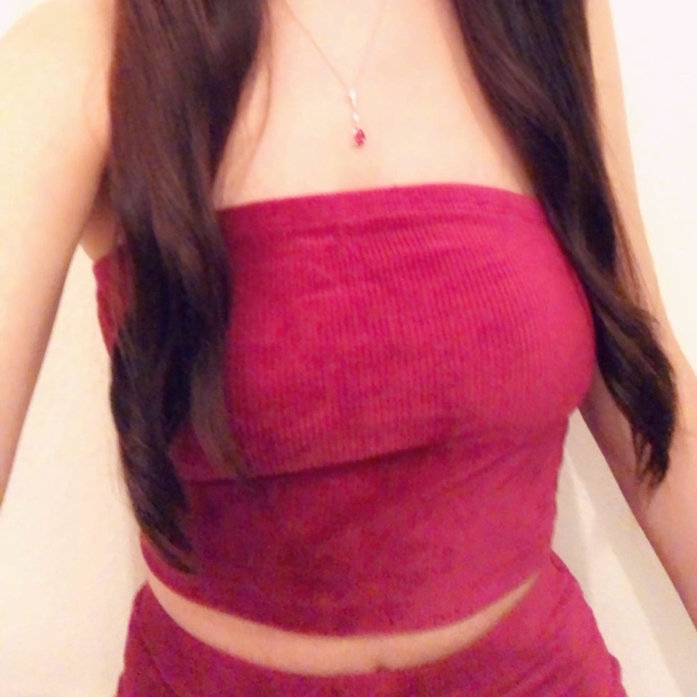 Pink Ribbed Tube Top